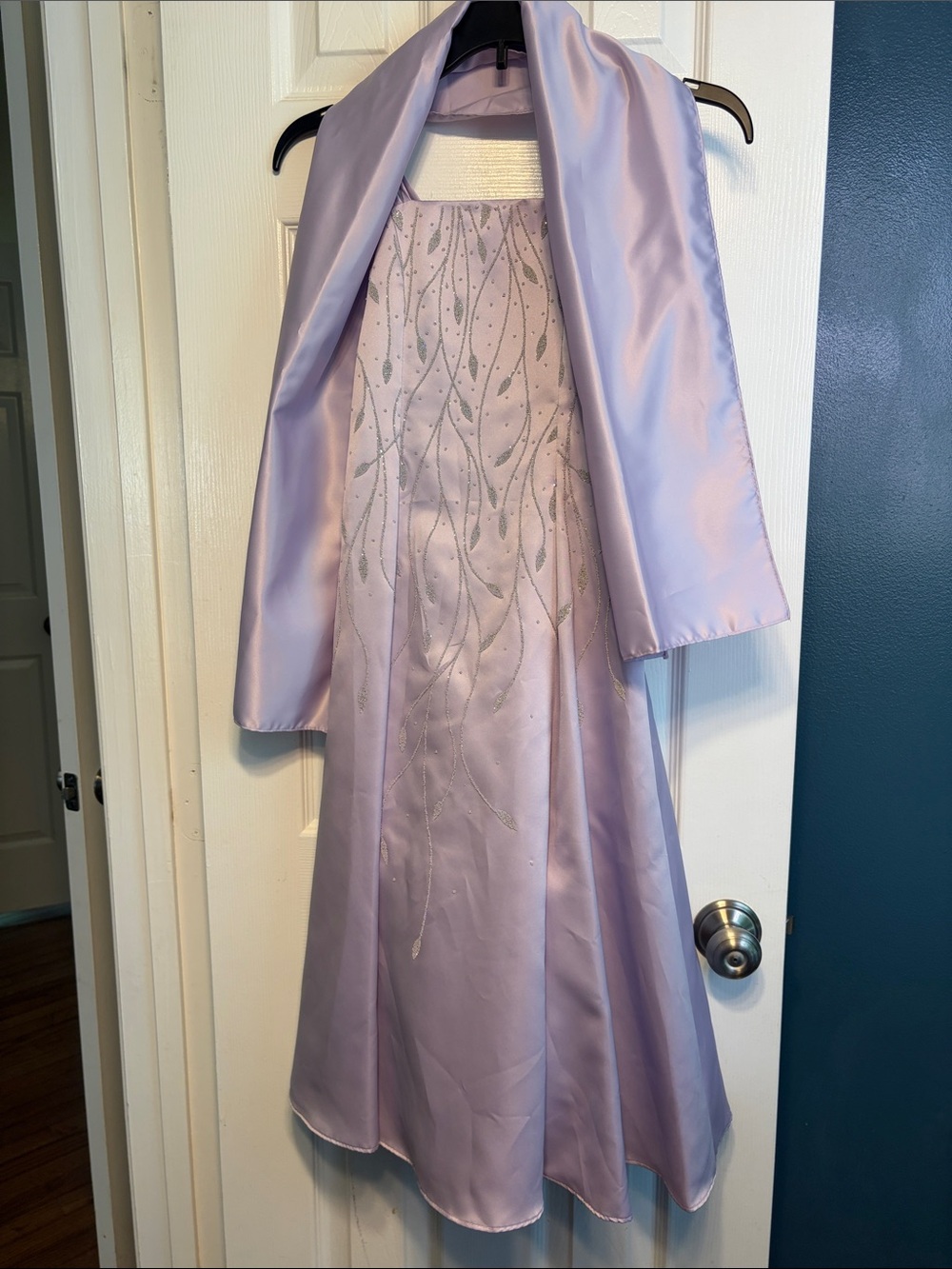 Lilac Satin Girls' Formal Dress with Matching Shawl